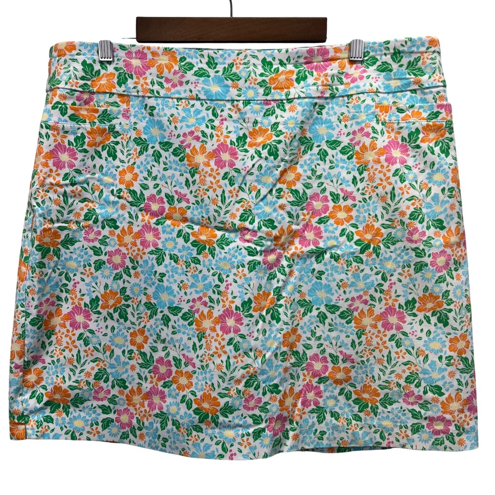 Kim Rogers Floral Skort Womens 18W Stretch 4 Pockets Pull On Business Casual